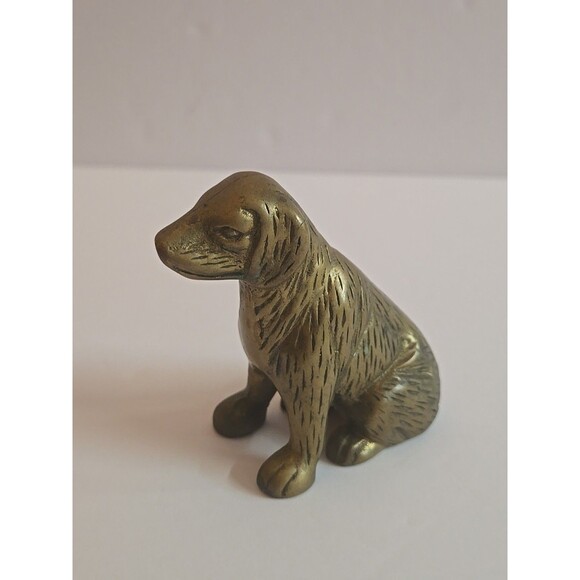 Other - Vintage Solid Brass Dog Figure Paperweight Figurine Paperweight Signed By Action